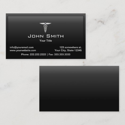 Medische zorgverlener, zwart omhuld visitekaartje (Voorkant / Achterkant)
