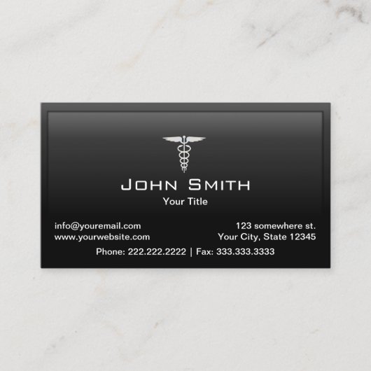 Medische zorgverlener, zwart omhuld visitekaartje (Voorkant)
