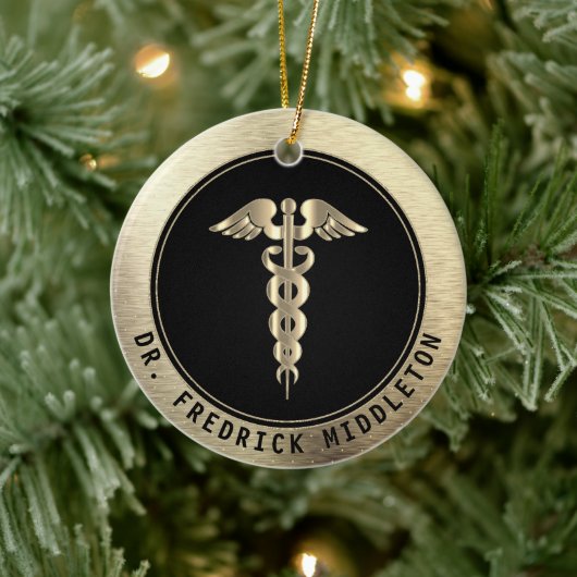 Medische ‍ ⚕️ - Zwarte en Gold-keramische versieri Keramisch Ornament (Boom)