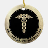 Medische ‍ ⚕️ - Zwarte en Gold-keramische versieri Keramisch Ornament (Voorkant)
