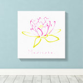 Meditaat. Illustratie Lotus Flower/Water Lily Canvas Afdruk (Insitu (Houten vloer))