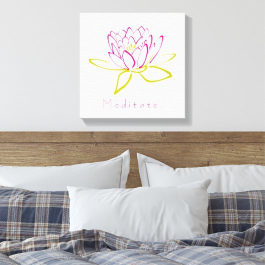 Meditaat. Illustratie Lotus Flower/Water Lily Canvas Afdruk (Insitu (Slaapkamer))