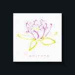 Meditaat. Illustratie Lotus Flower/Water Lily Canvas Afdruk<br><div class="desc">Meditaat geschreven onder een omtrek van een lotusbloem/waterlelie. De in roze geschetste zaden en de in groen geschetste bladeren. De achtergrond is een delicaat eggshell wit.</div>
