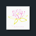 Meditaat. Illustratie Lotus Flower/Water Lily Canvas Afdruk<br><div class="desc">Meditaat geschreven onder een omtrek van een lotusbloem/waterlelie. De in roze geschetste zaden en de in groen geschetste bladeren. De achtergrond is een delicaat eggshell wit.</div>