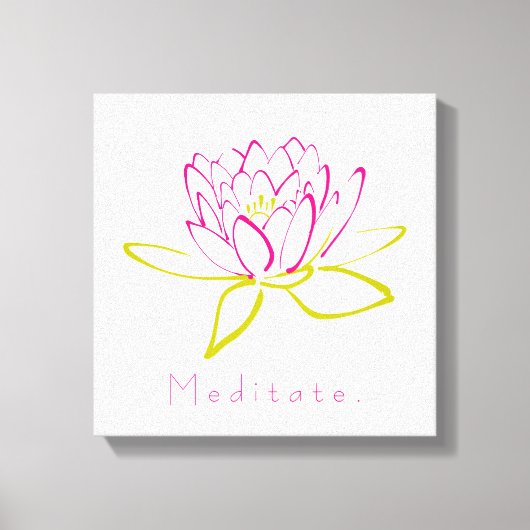 Meditaat. Illustratie Lotus Flower/Water Lily Canvas Afdruk (Voorkant)