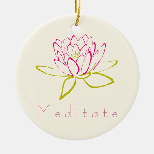 Meditaat. Illustratie Lotus Flower/Water Lily Keramisch Ornament (Voorkant)