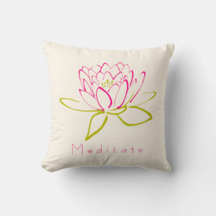 Meditaat. Illustratie Lotus Flower/Water Lily Kussen