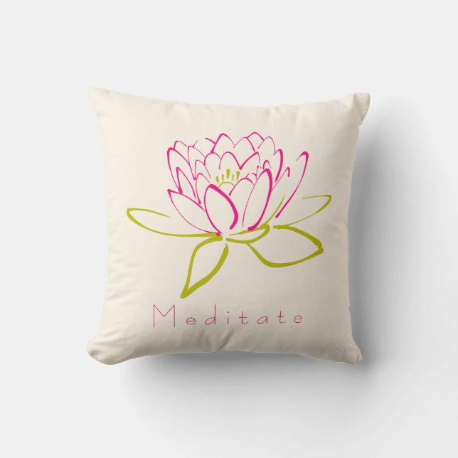 Meditaat. Illustratie Lotus Flower/Water Lily Kussen (Voorkant)