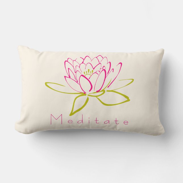 Meditaat. Illustratie Lotus Flower/Water Lily Kussen (Voorkant)