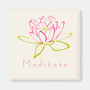 Meditaat. Illustratie Lotus Flower/Water Lily Magneet