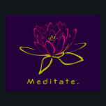 Meditaat. Lotus Flower Poster<br><div class="desc">Meditaat onder een omtrek van een lotusbloem. De in roze geschetste zaden en de in groen geschetste bladeren.</div>