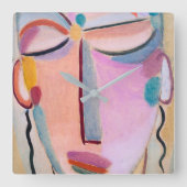 Meditatie Alexej von Jawlensky Figuratieve Kunst Vierkante Klok (Voorkant)