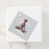 Meditatie. Alien in rustige houding Bedankjes Labels (In situ)