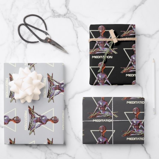 Meditatie. Alien in rustige houding Inpakpapier Vel (Voorkant)