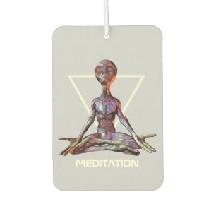 Meditatie. Alien in rustige houding Luchtverfrisser