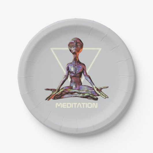 Meditatie. Alien in rustige houding Papieren Bordje (Voorkant)
