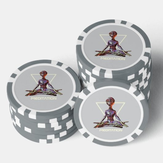Meditatie. Alien in rustige houding Poker Chips (Opstapeling)