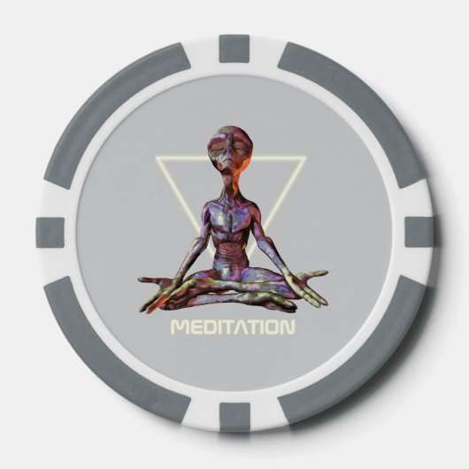Meditatie. Alien in rustige houding Poker Chips (Voorkant)