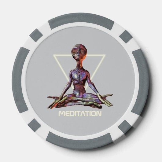 Meditatie. Alien in rustige houding Poker Chips (Achterkant)
