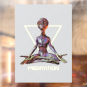 Meditatie. Alien in rustige houding Raamsticker (Vel 2)
