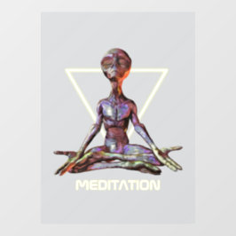 Meditatie. Alien in rustige houding Raamsticker