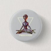 Meditatie. Alien in rustige houding Ronde Button 3,2 Cm (Voorkant)