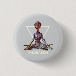 Meditatie. Alien in rustige houding Ronde Button 3,2 Cm