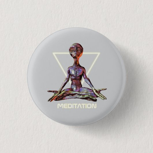Meditatie. Alien in rustige houding Ronde Button 3,2 Cm (Voorkant)