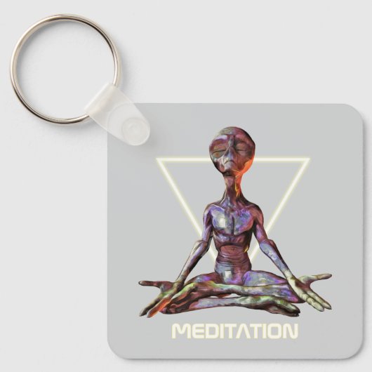 Meditatie. Alien in rustige houding Sleutelhanger (Voorkant)