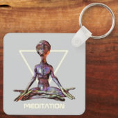 Meditatie. Alien in rustige houding Sleutelhanger (Achterkant)