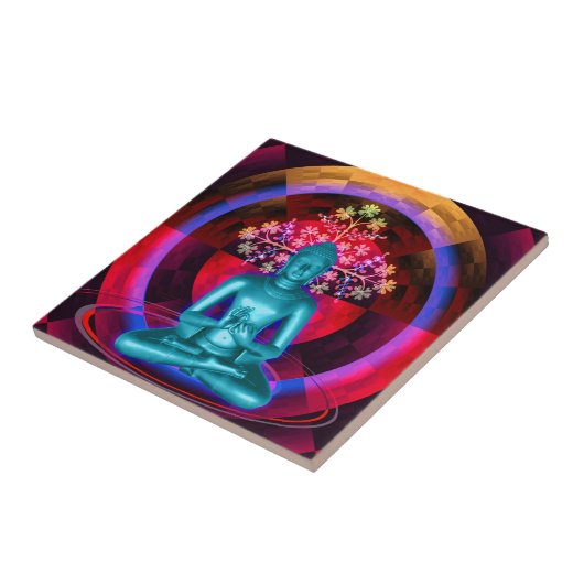 Meditatie Blauwe Boeddha Tile Tegeltje (Zijkant)