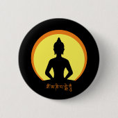Meditatie, Boeddha & Mantra (tibetan) Ronde Button 5,7 Cm (Voorkant)