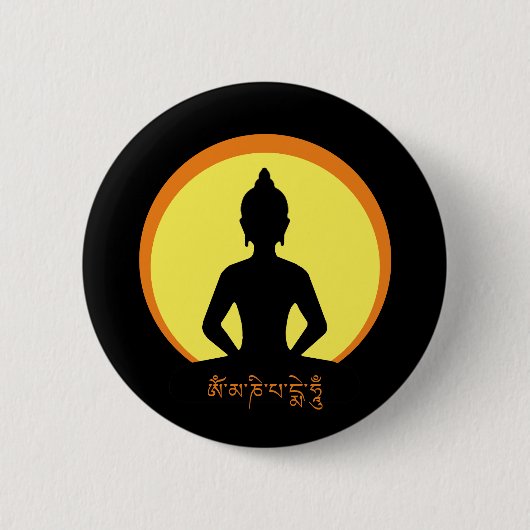 Meditatie, Boeddha & Mantra (tibetan) Ronde Button 5,7 Cm (Voorkant)