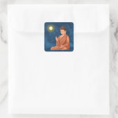 Meditatie Boeddha onder Moon on Blue Abstract Vierkante Sticker (Tas)