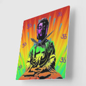 Meditatie Boeddha Vierkante Klok (Hoek)