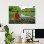 meditatie door het poster van het meer (Thuiskantoor)