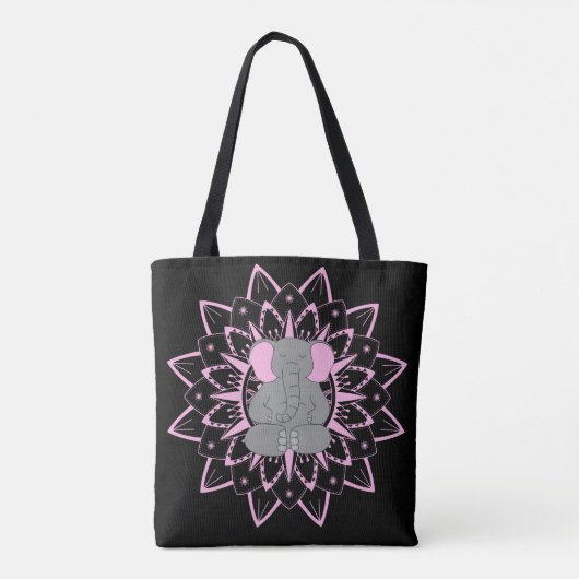 Meditatie Elephant Yoga Mandala Design Canvas tas (Achterkant)