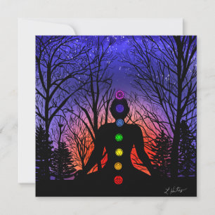 Meditatie en de bomen op een sterrennacht