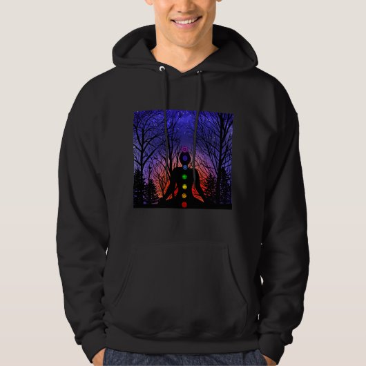 Meditatie en de bomen op een sterrennacht hoodie (Voorkant)