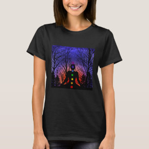 Meditatie en de bomen op een sterrennacht t-shirt