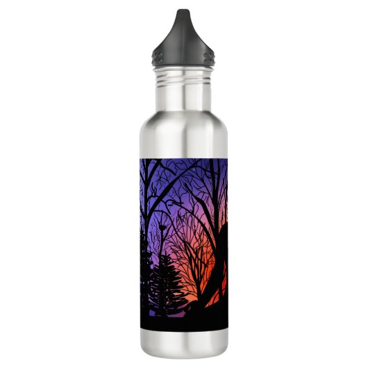 Meditatie en de bomen op een sterrennacht waterfles  (Links)