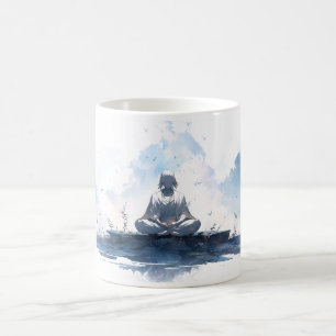 Meditatie, en rust in Cartoon stijl Koffiemok