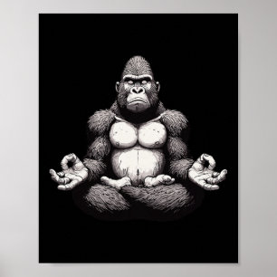 Meditatie Gorilla Yoga Houding Ontspannend Dier  Poster