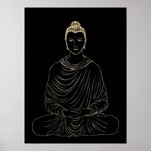 Meditatie Gouden Boeddha Poster (Voorkant)