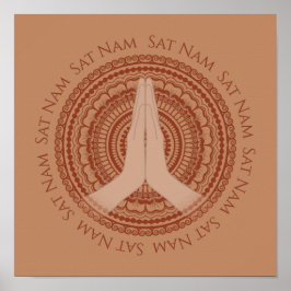 Meditatie Hands Sat Nam Mandala Roos Beige Print