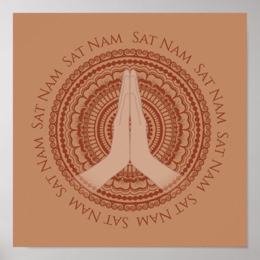 Meditatie Hands Sat Nam Mandala Roos Beige Print (Voorkant)