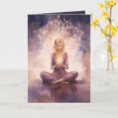 Meditatie Hemelwolken Roze Blauw Verjaardag Kaart (Gele Bloem)