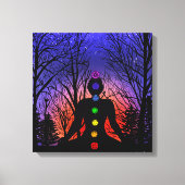 Meditatie in het park | Yoga, Trees en Sunset Canvas Afdruk (Voorkant)