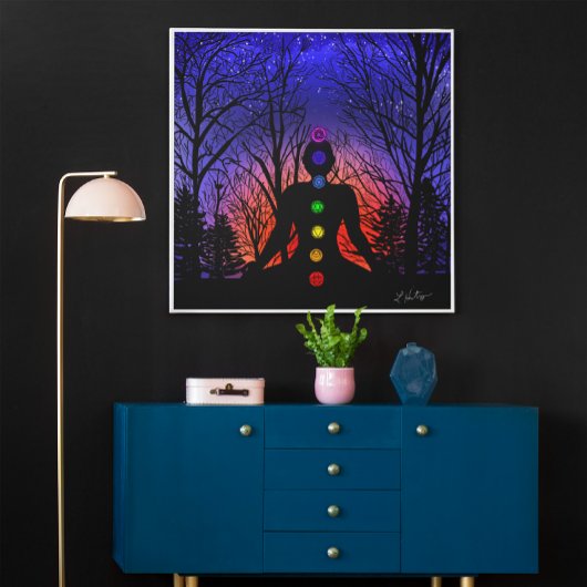 Meditatie in het park | Yoga, Trees en Sunset Poster