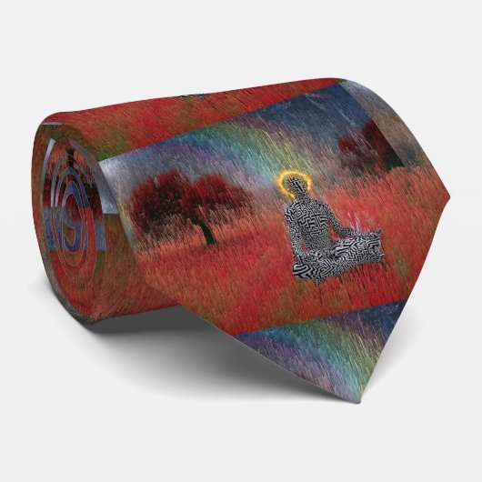 Meditatie in het surrealistische landschap stropdas (Opgerold)